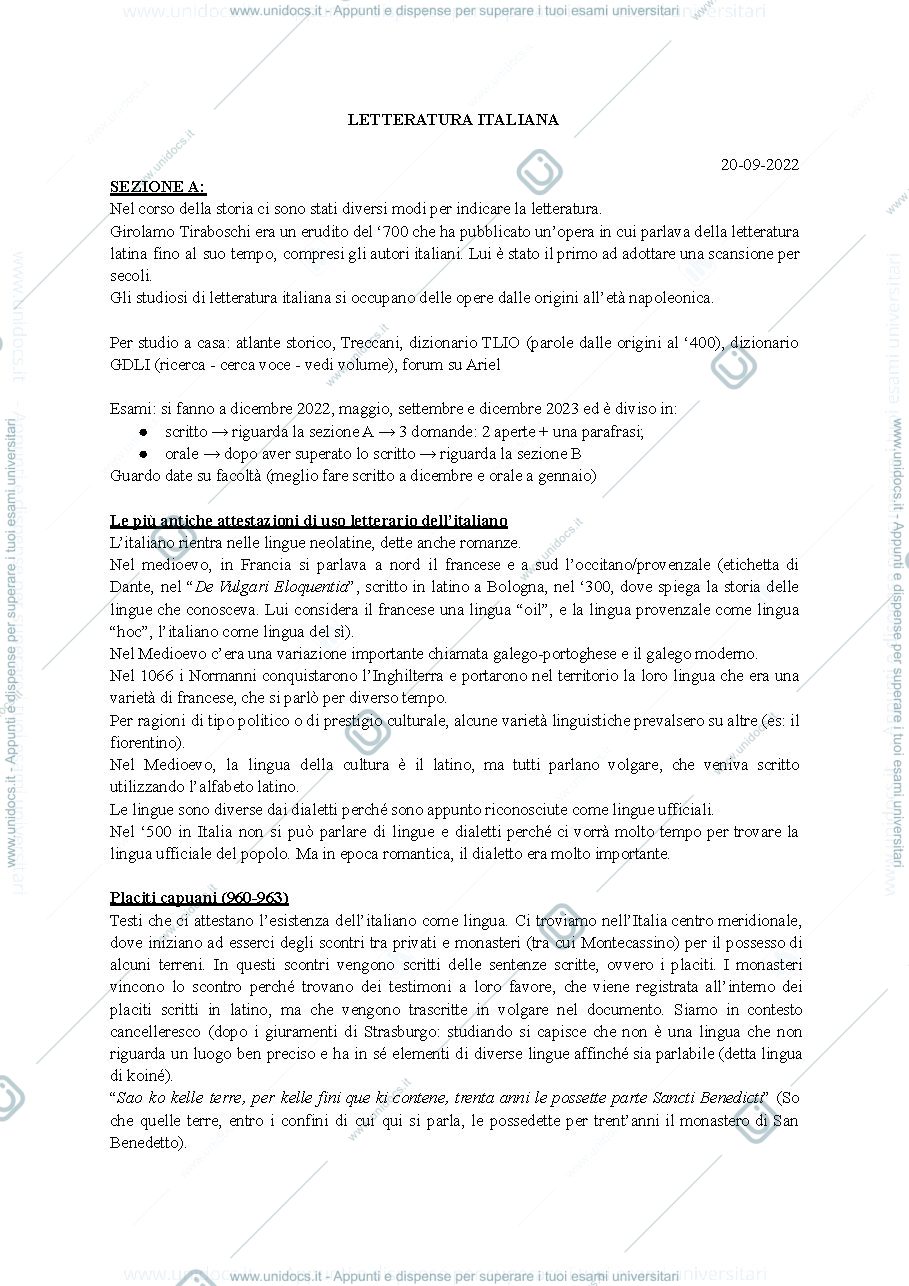 Anteprima pagina 1 — Letteratura italiana