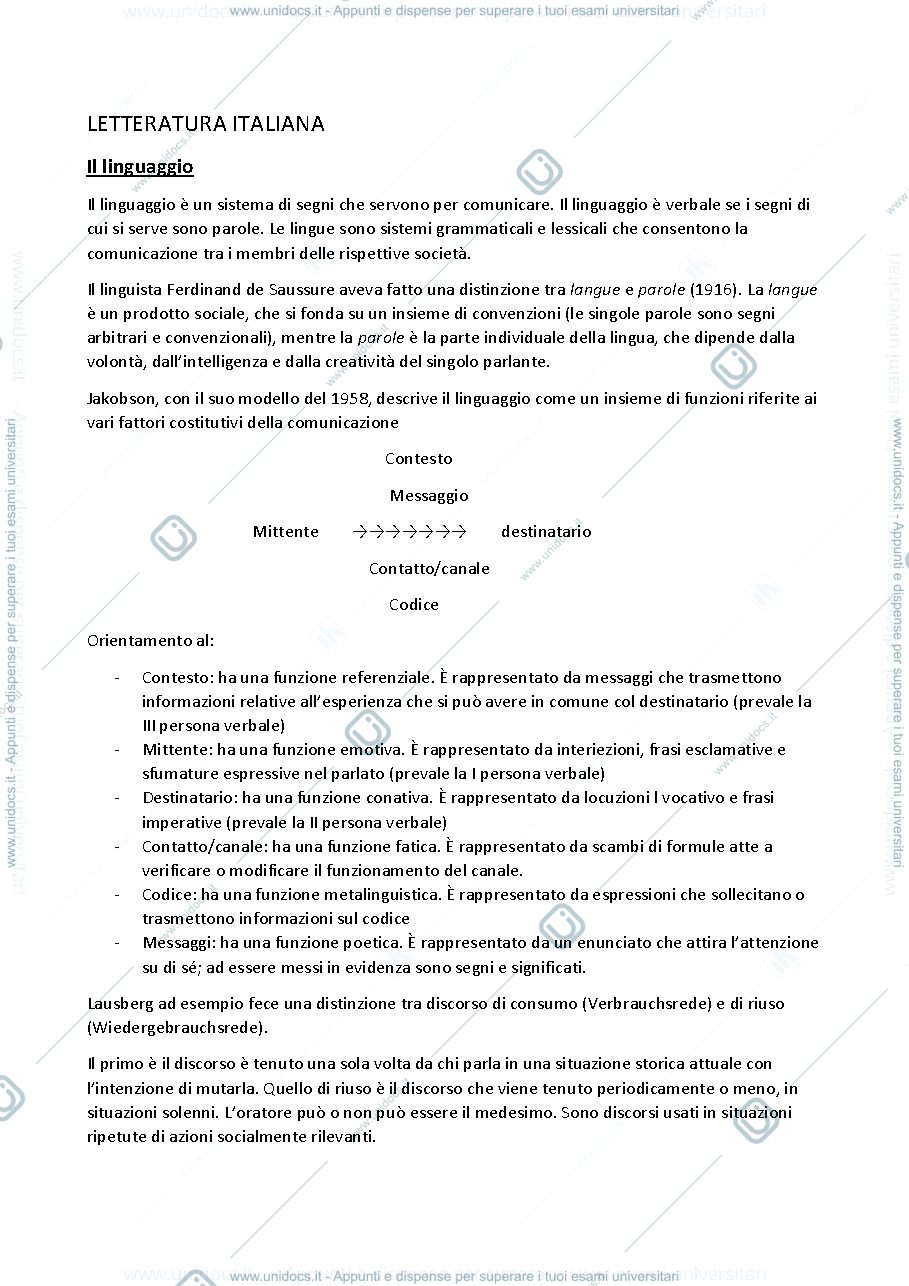 Anteprima pagina 1 — Appunti MODULO A LETTERATURA ITALIANA A (FEDI) aa. 2018-2019