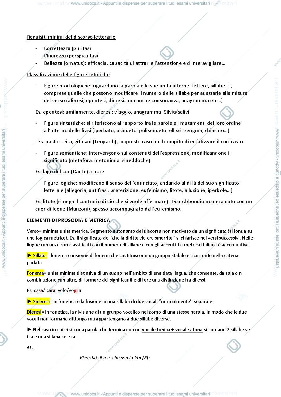 Anteprima pagina 2 — Appunti MODULO A LETTERATURA ITALIANA A (FEDI) aa. 2018-2019