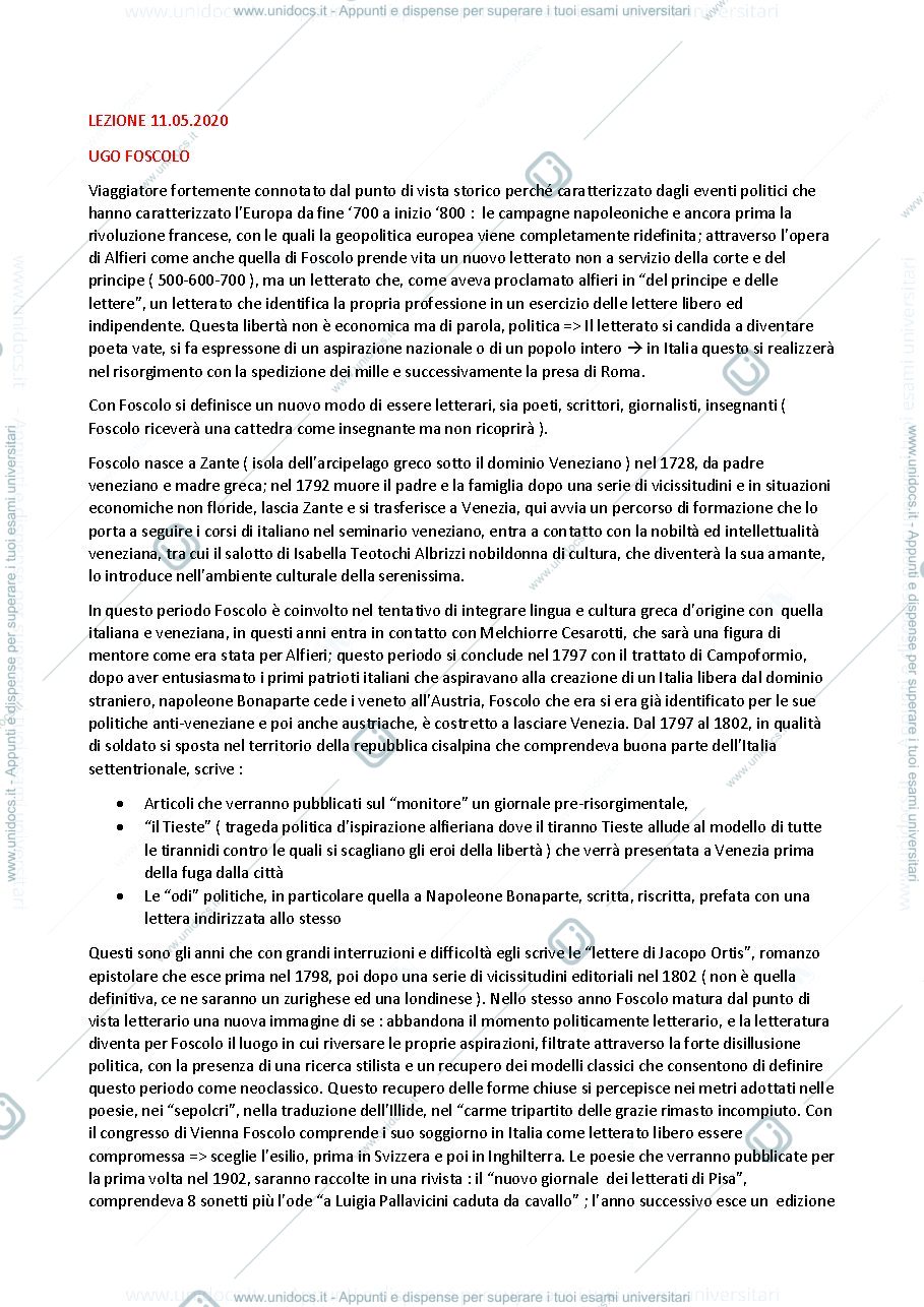 Anteprima pagina 1 — UGO FOSCOLO