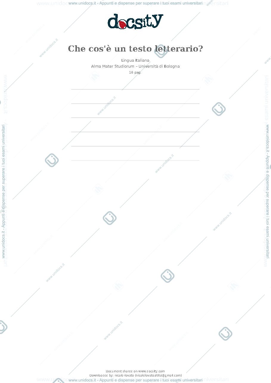 Anteprima pagina 1 — RIASSUNTO LIBRO CHE COS'E' UN TESTO LETTERARIO 