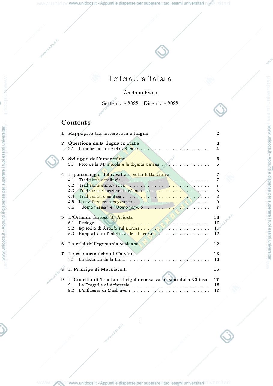 Anteprima pagina 1 — letteratura italiana