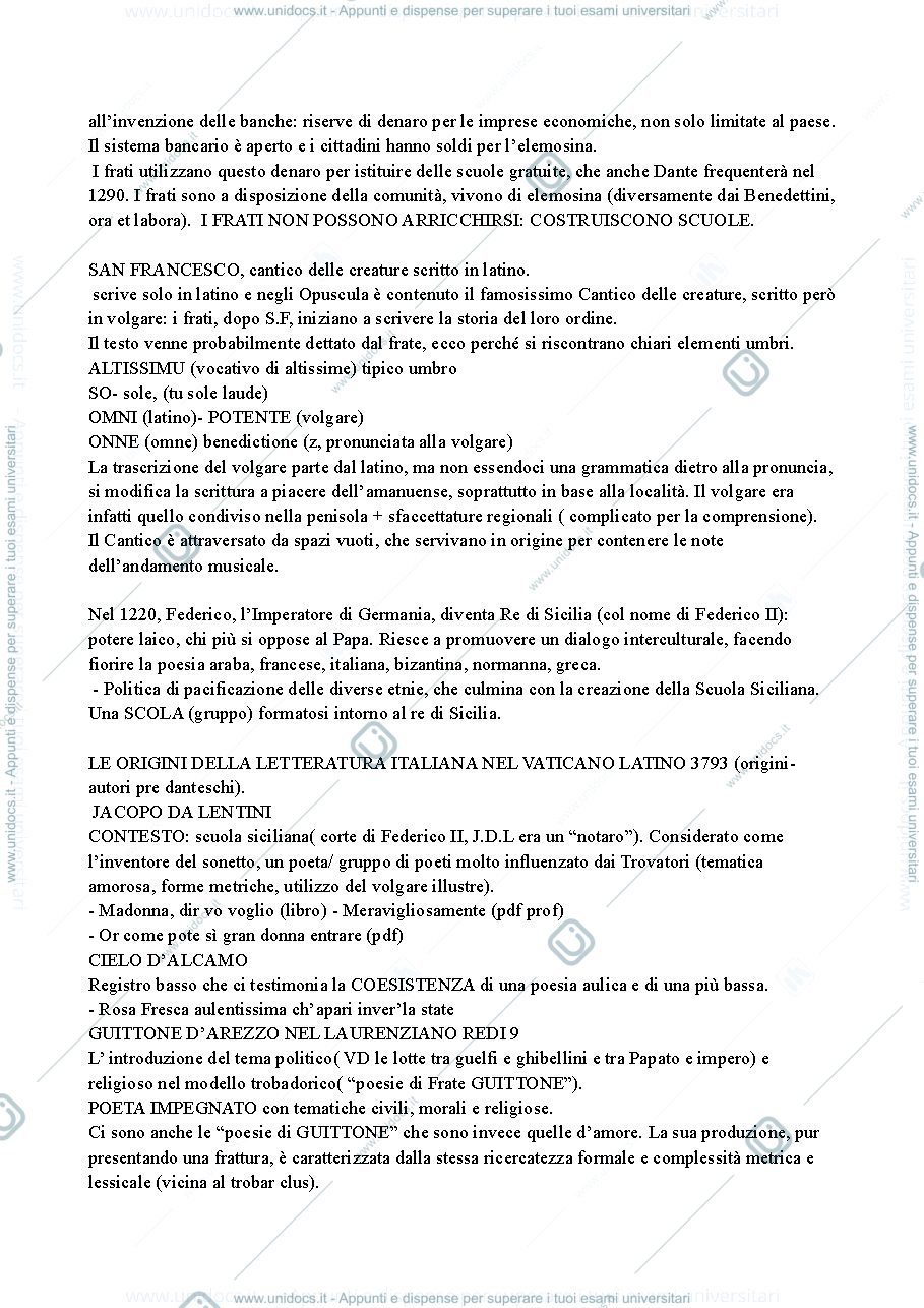 Anteprima pagina 3 — Appunti storia della letteratura italiana dalle origini fino al settecento