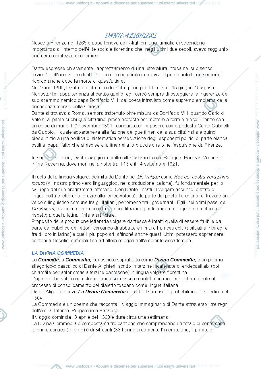 Anteprima pagina 1 — Dante Alighieri