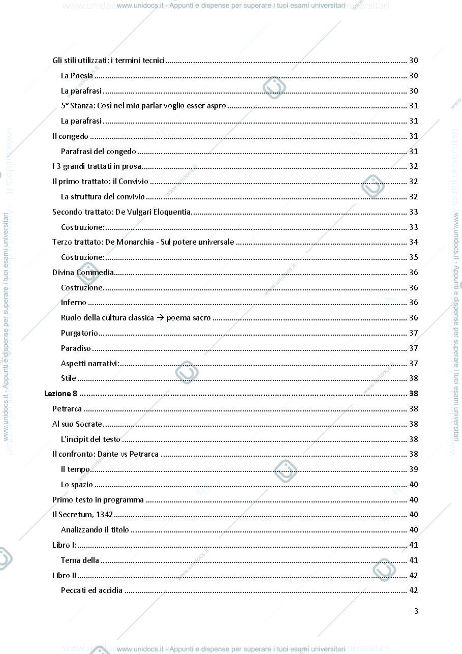 Anteprima pagina 3 — Letteratura italiana, appunti lezioni