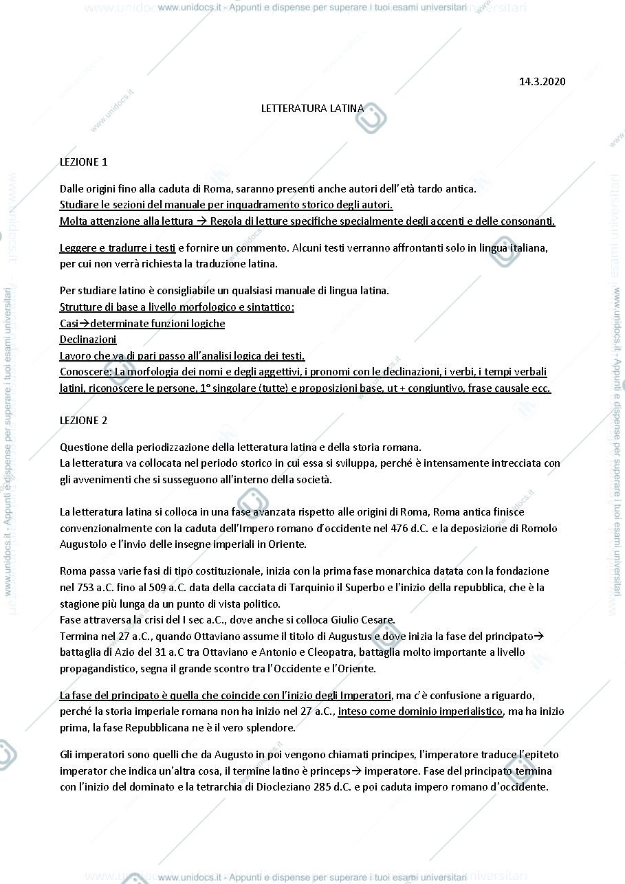 Anteprima pagina 1 — Letteratura Latina
