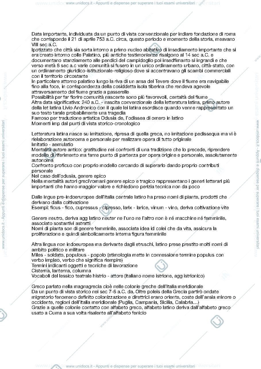 Anteprima pagina 3 — Appunti lezioni di Lingua Latina (Integrativo del corso di Letteratura latina)