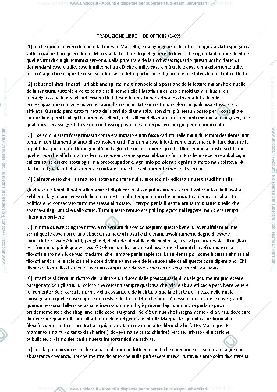 Anteprima pagina 1 — De Officiis libro II Cicerone