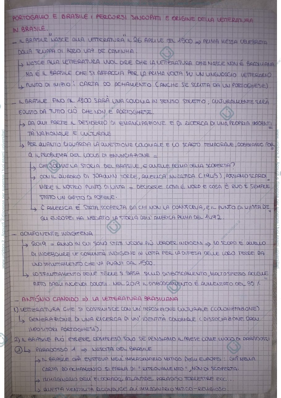 Anteprima pagina 1 — Letteratura brasiliana: da Machado de Assis a Lima Barreto