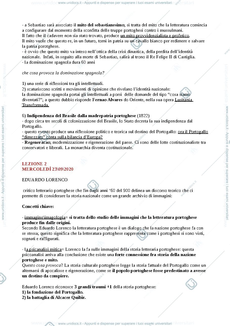 Anteprima pagina 2 — Letteratura portoghese: dal 1600 al 1800