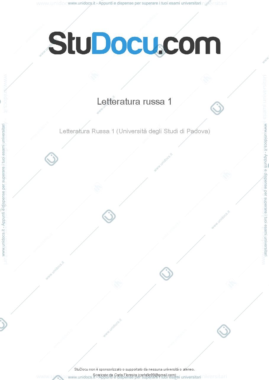 Anteprima pagina 1 — Appunti di letteratura russa 1