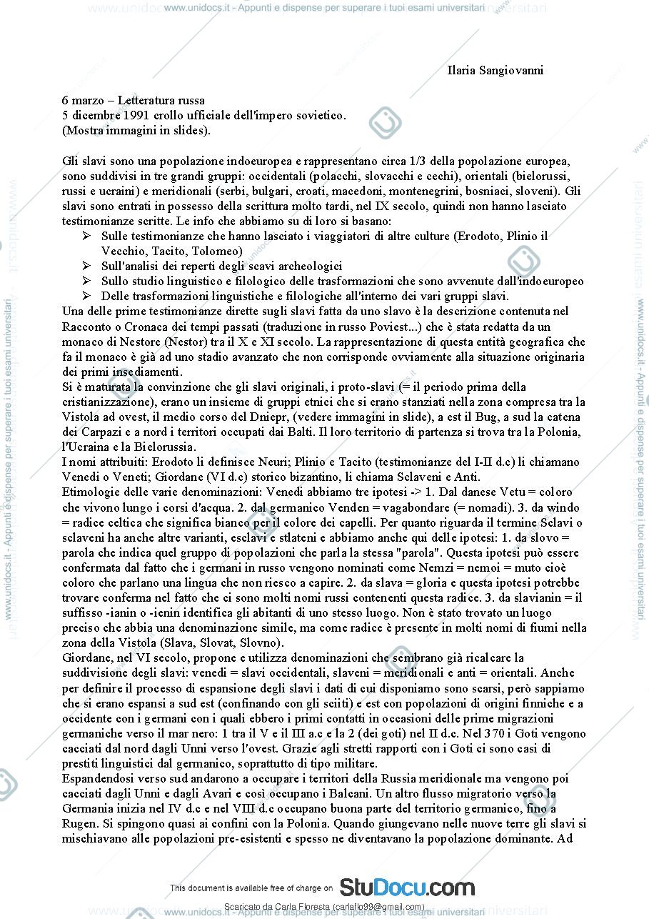 Anteprima pagina 2 — Appunti di letteratura russa 1