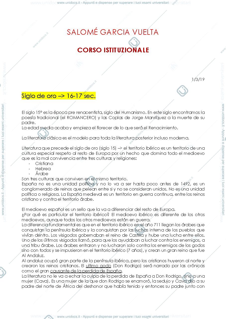 Anteprima pagina 1 — Siglo de oro
