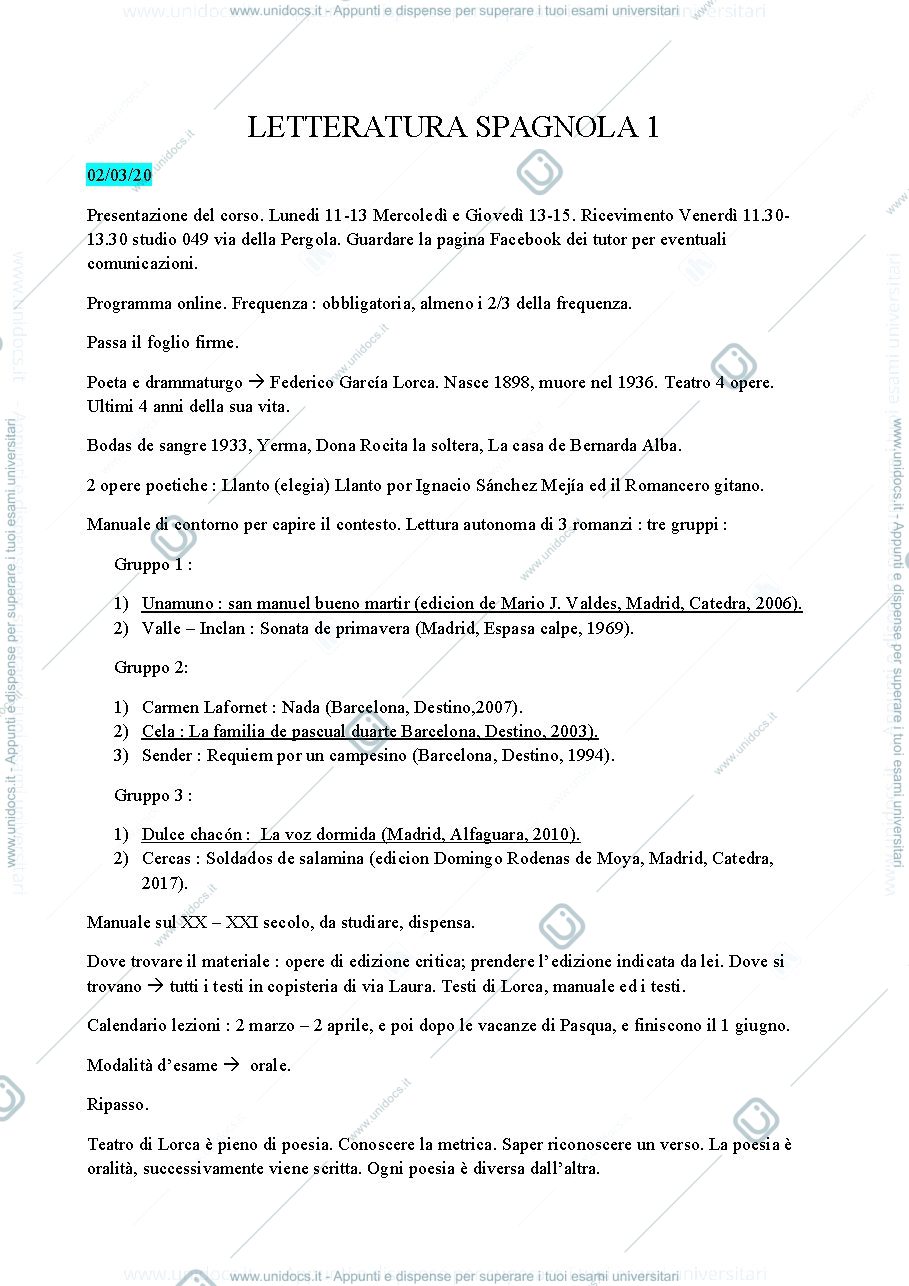 Anteprima pagina 1 — LETTERATURA SPAGNOLA 1