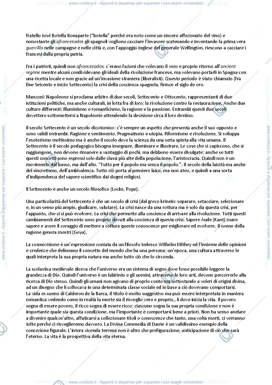 Anteprima pagina 2 — Appunti Letteratura Spagnola 1 