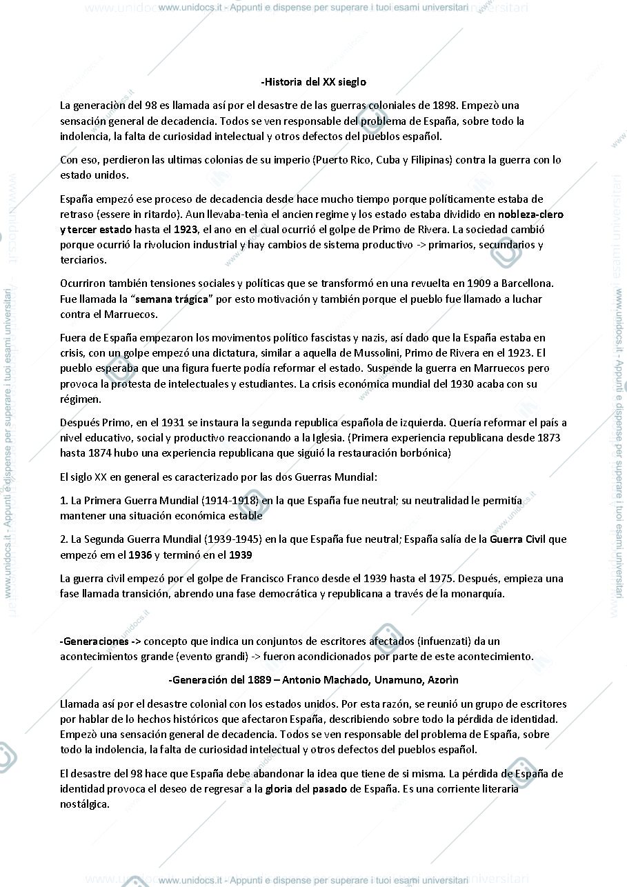 Anteprima pagina 1 — Letteratura spagnola 
