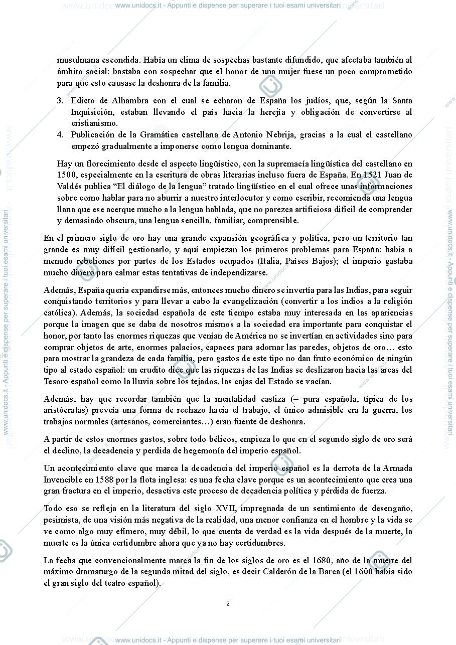 Anteprima pagina 2 — Appunti Letteratura Spagnola A [Codice: 1108L]