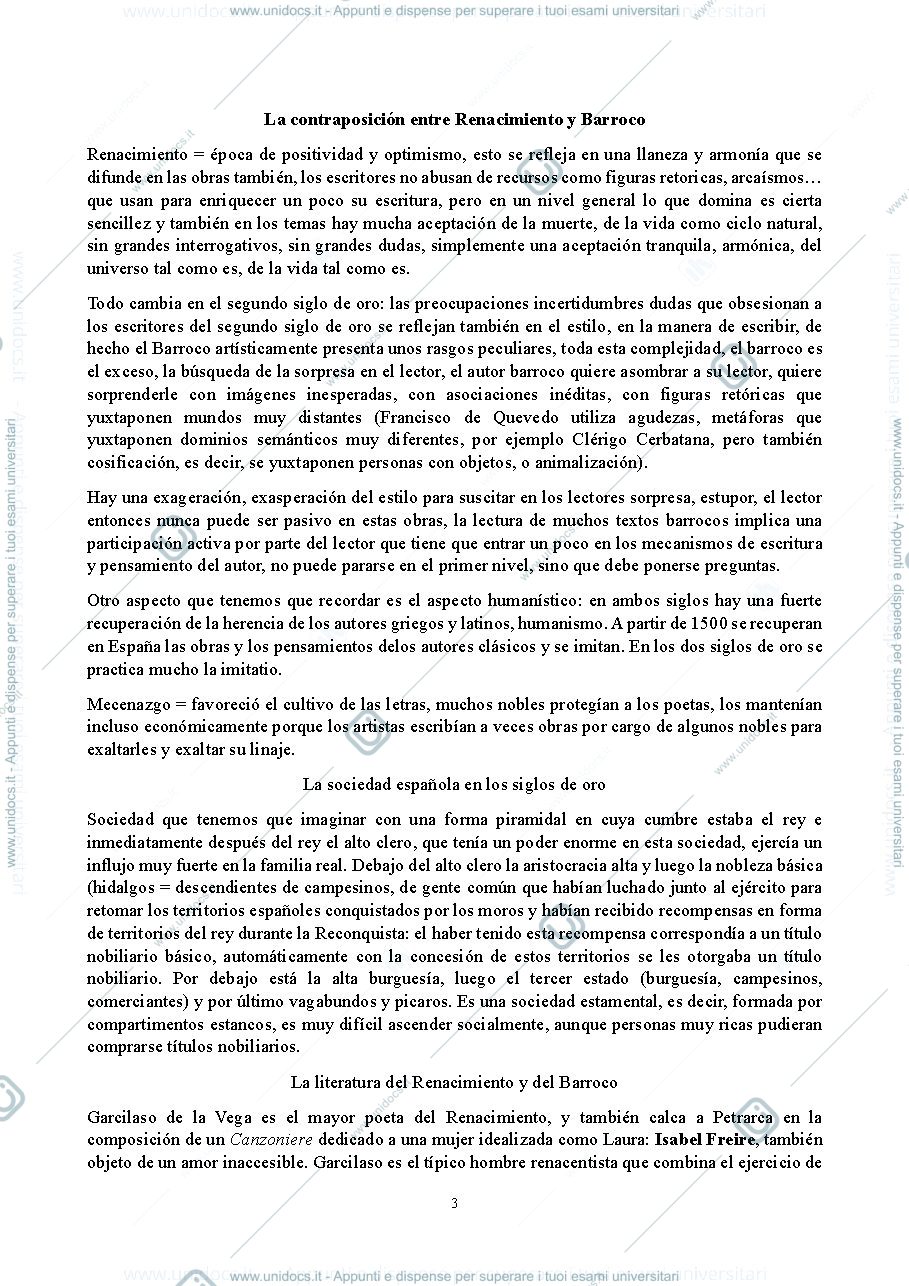 Anteprima pagina 3 — Appunti Letteratura Spagnola A [Codice: 1108L]