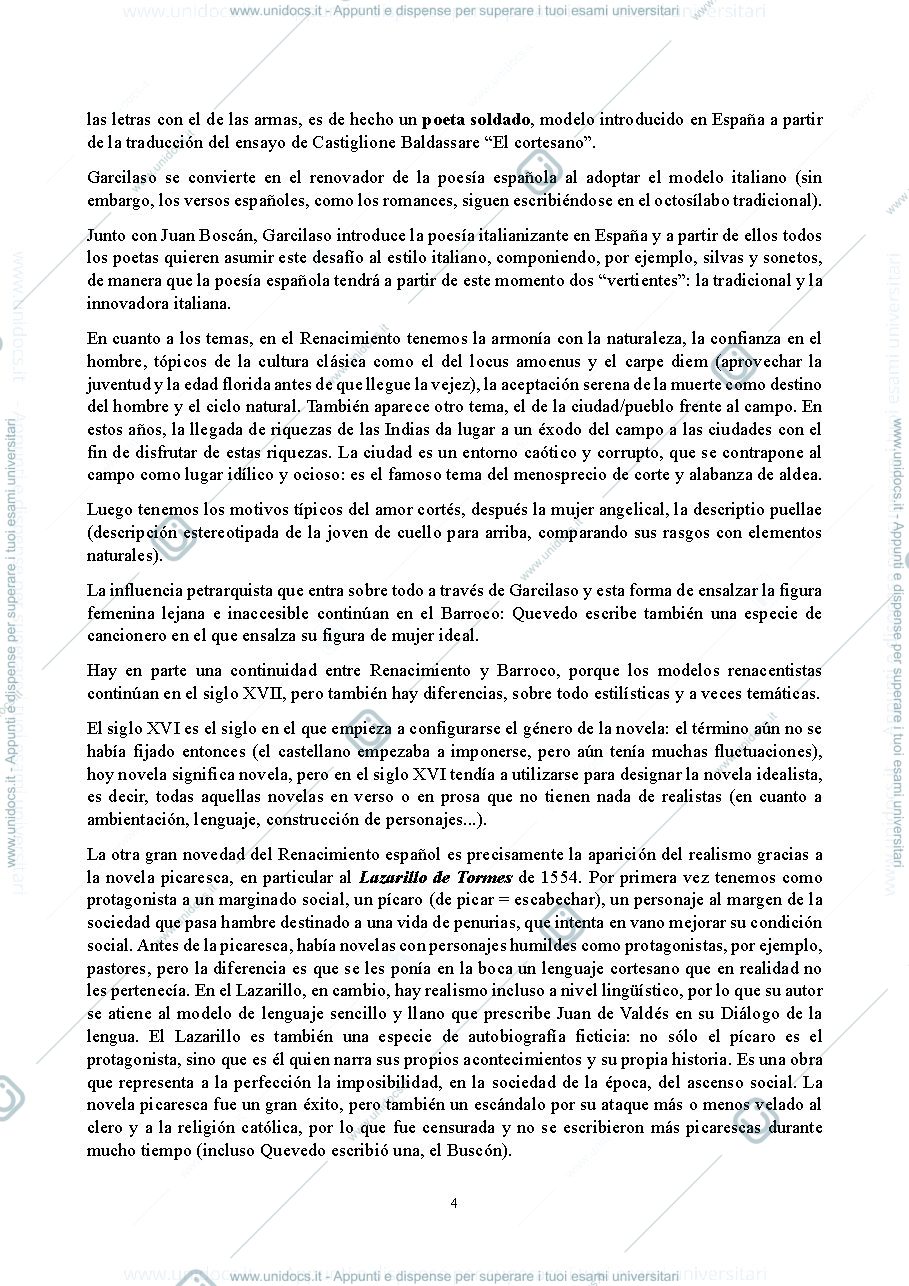 Anteprima pagina 4 — Appunti Letteratura Spagnola A [Codice: 1108L]