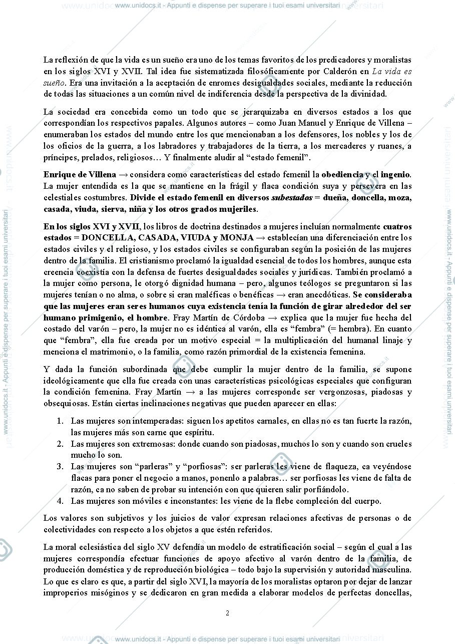 Anteprima pagina 2 — Riassunto La vida de las mujeres en los siglos XVI y XVII (Mariló Vigil)