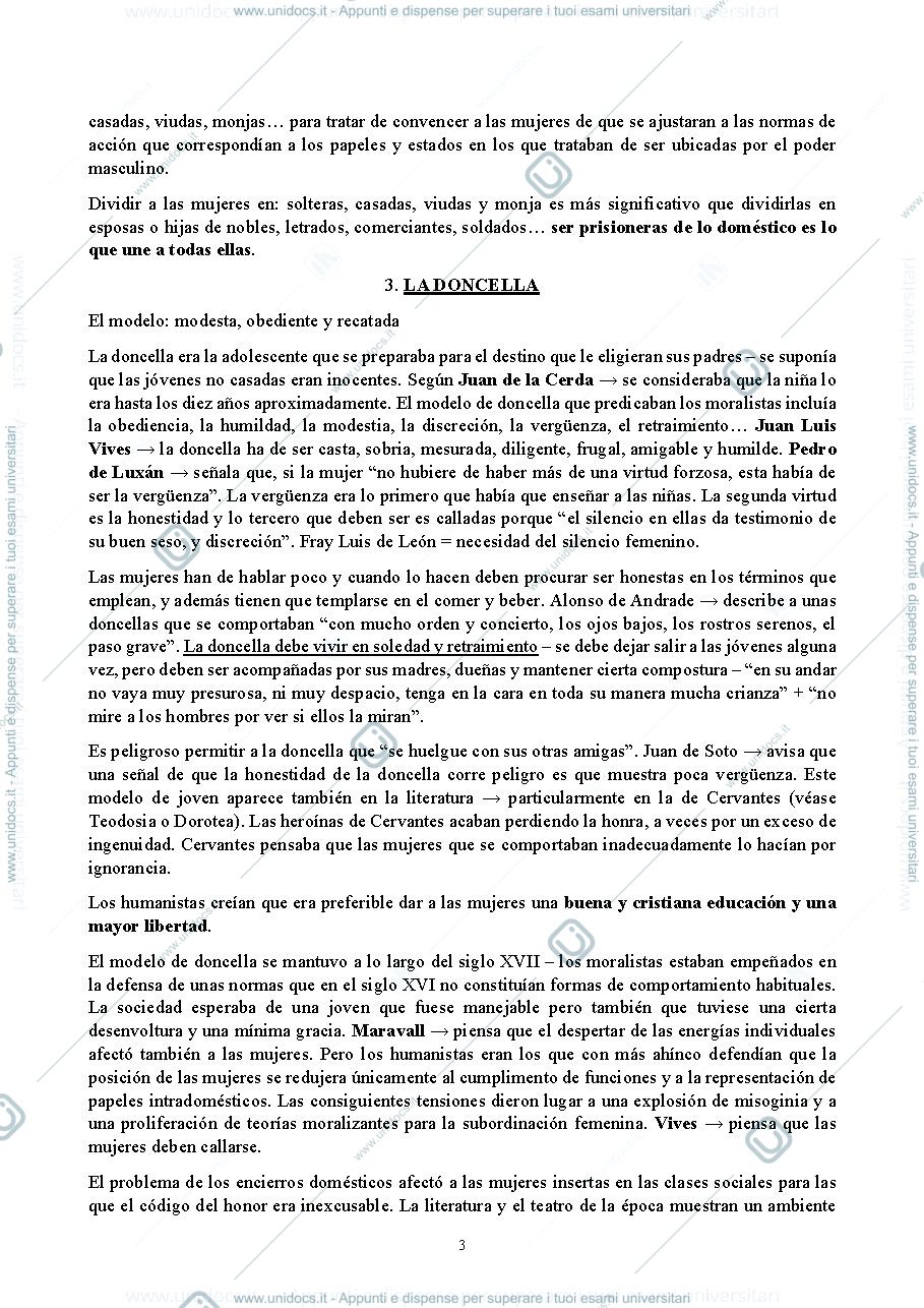 Anteprima pagina 3 — Riassunto La vida de las mujeres en los siglos XVI y XVII (Mariló Vigil)