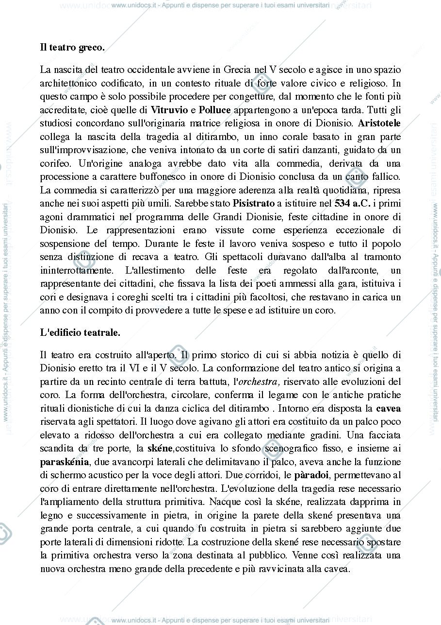 Anteprima pagina 1 — RIASSUNTO "STORIA DEL TEATRO.LO SPAZIO SCENICO DAI GRECI ALLE AVANGUARDIE." Sinisi,Innamorati