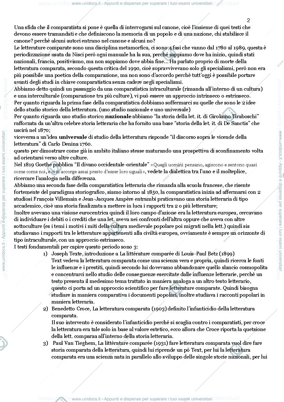 Anteprima pagina 2 — Riassunti Letterature comparate
