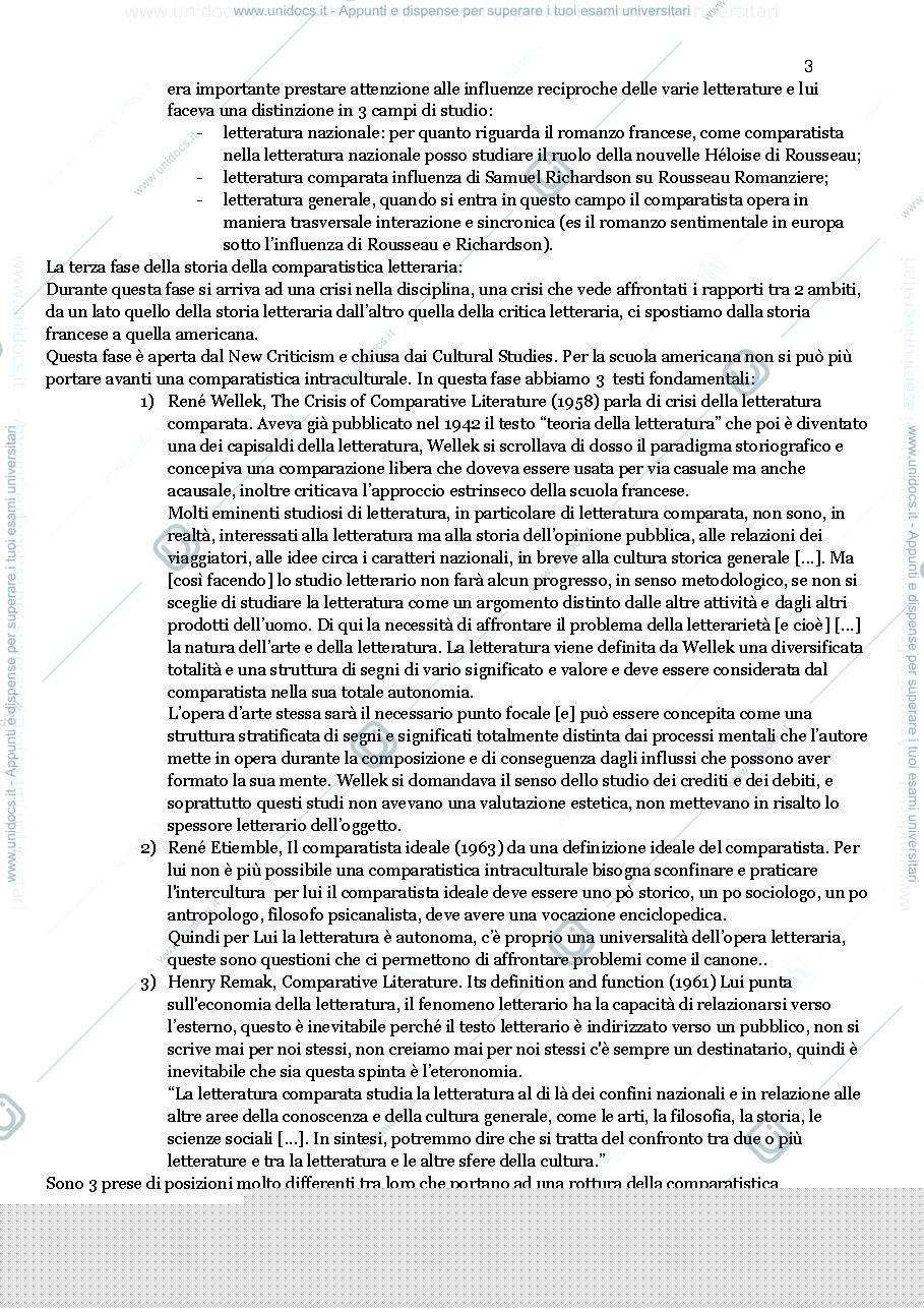 Anteprima pagina 3 — Riassunti Letterature comparate