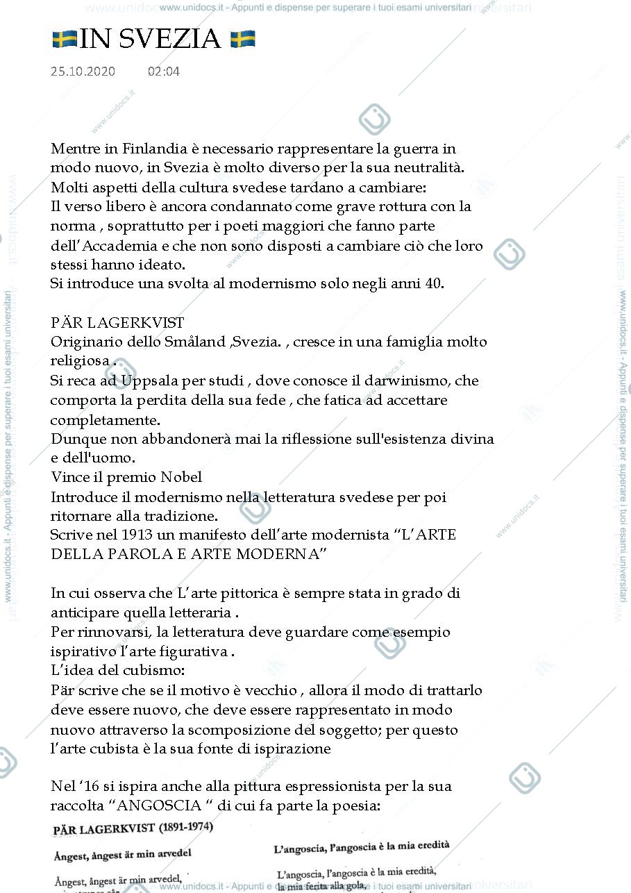 Anteprima pagina 1 — Letteratura in Svezia
