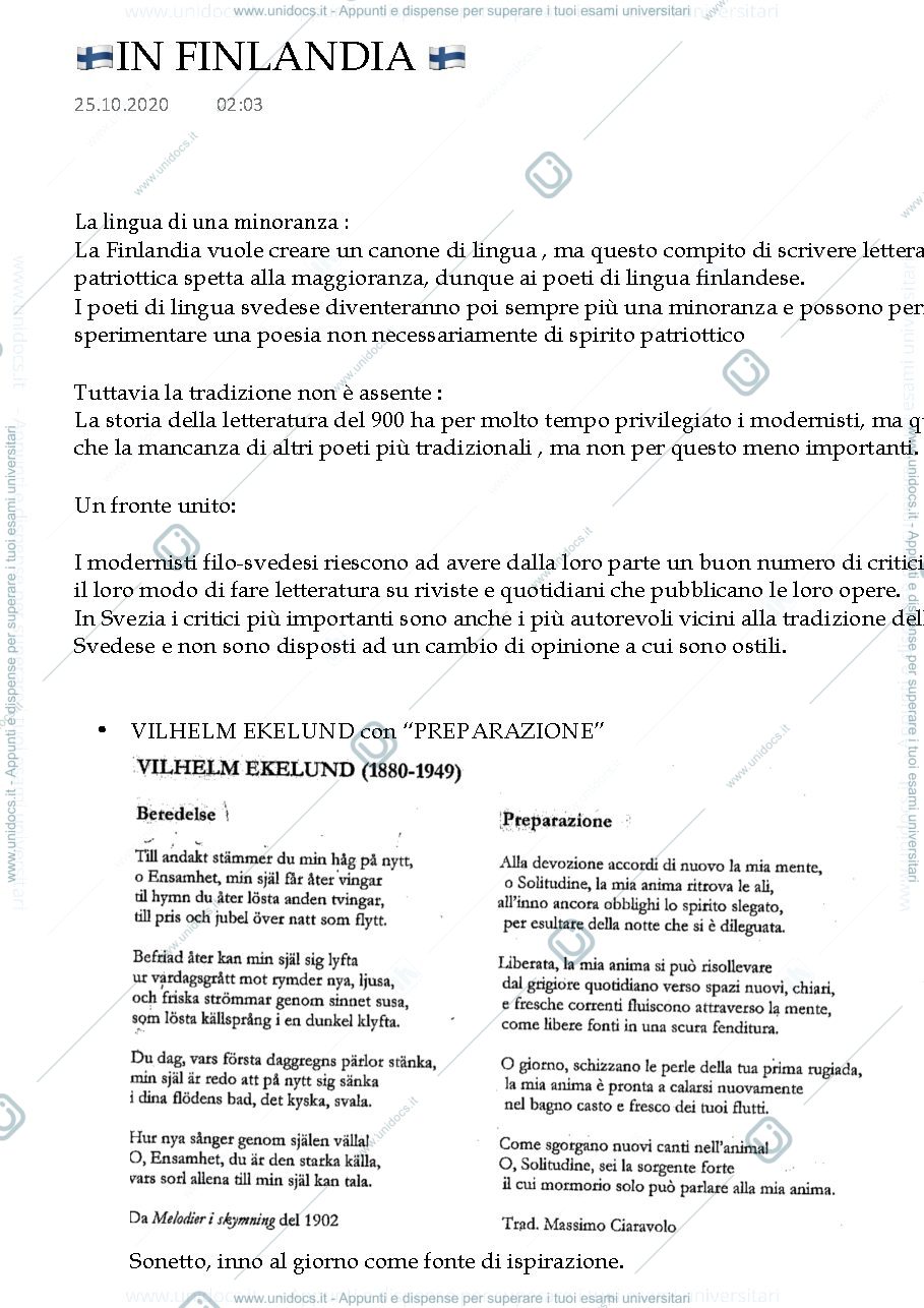 Anteprima pagina 1 — Letteratura in Finlandia 