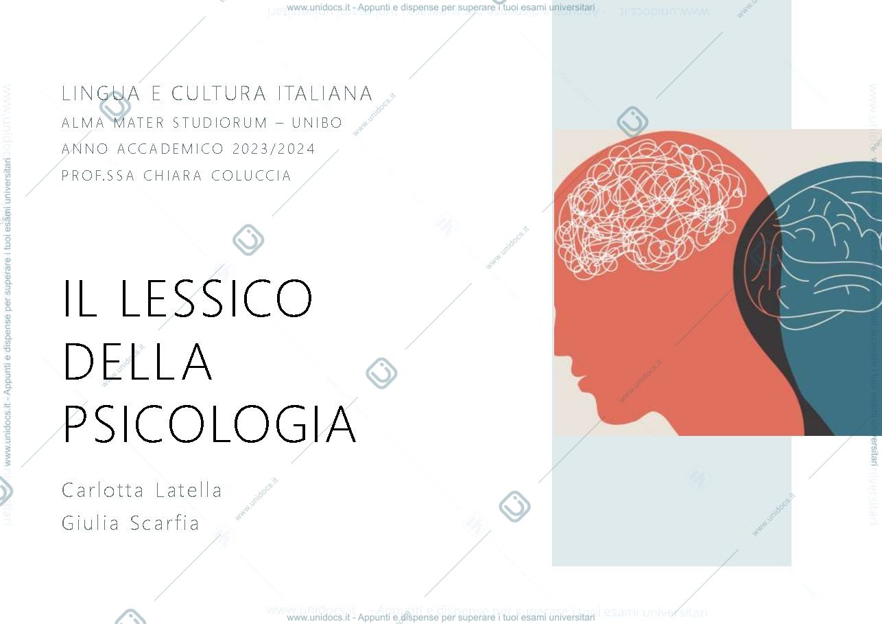 Anteprima pagina 1 — LESSICO DELLA PSICOLOGIA