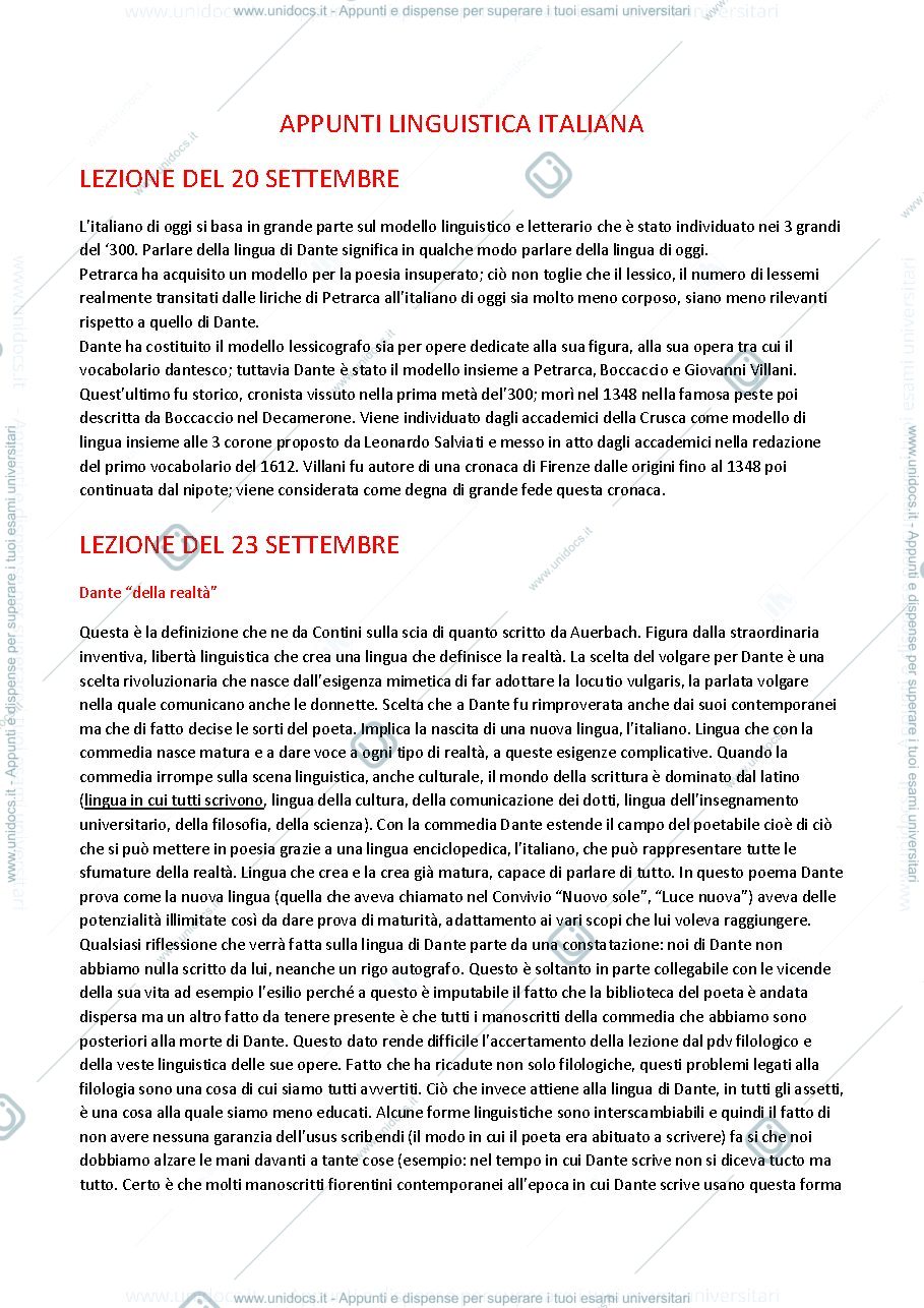 Anteprima pagina 1 — Appunti linguistica italiana