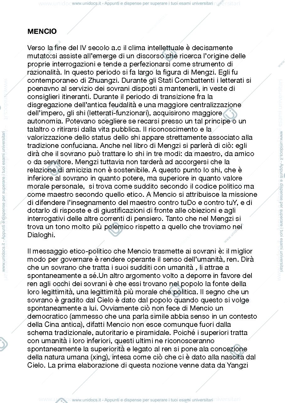 Anteprima pagina 1 — Mencio Riassunto