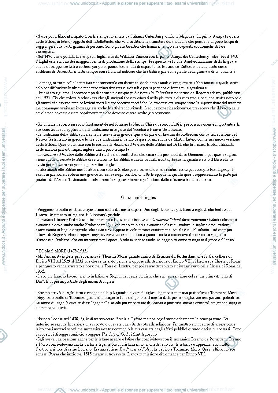 Anteprima pagina 5 — letteratura inglese 1