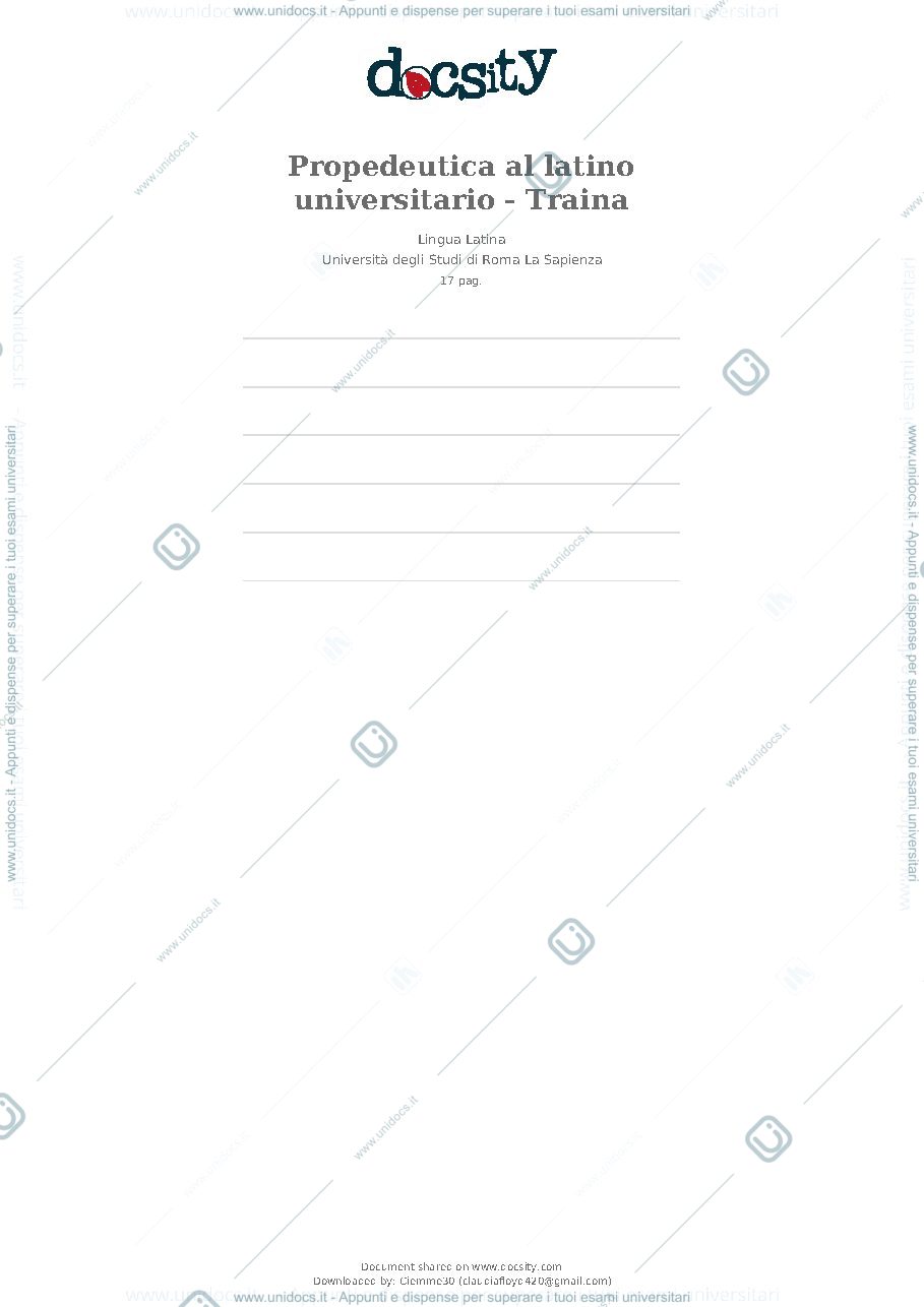 Anteprima pagina 1 — Propedeutica al latino universitario Traina