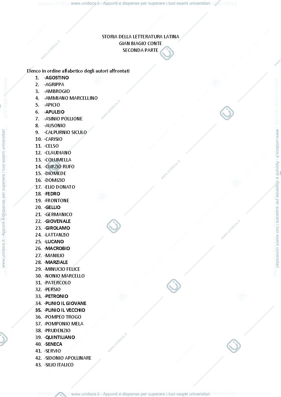 Anteprima pagina 1 — Storia della LETTERATURA LATINA (II parte) 