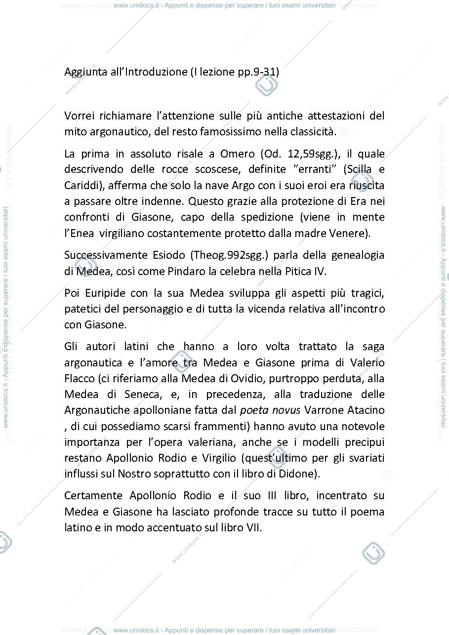 Anteprima pagina 1 — Integrazione Lezioni sulle Argonautiche di Valerio Flacco