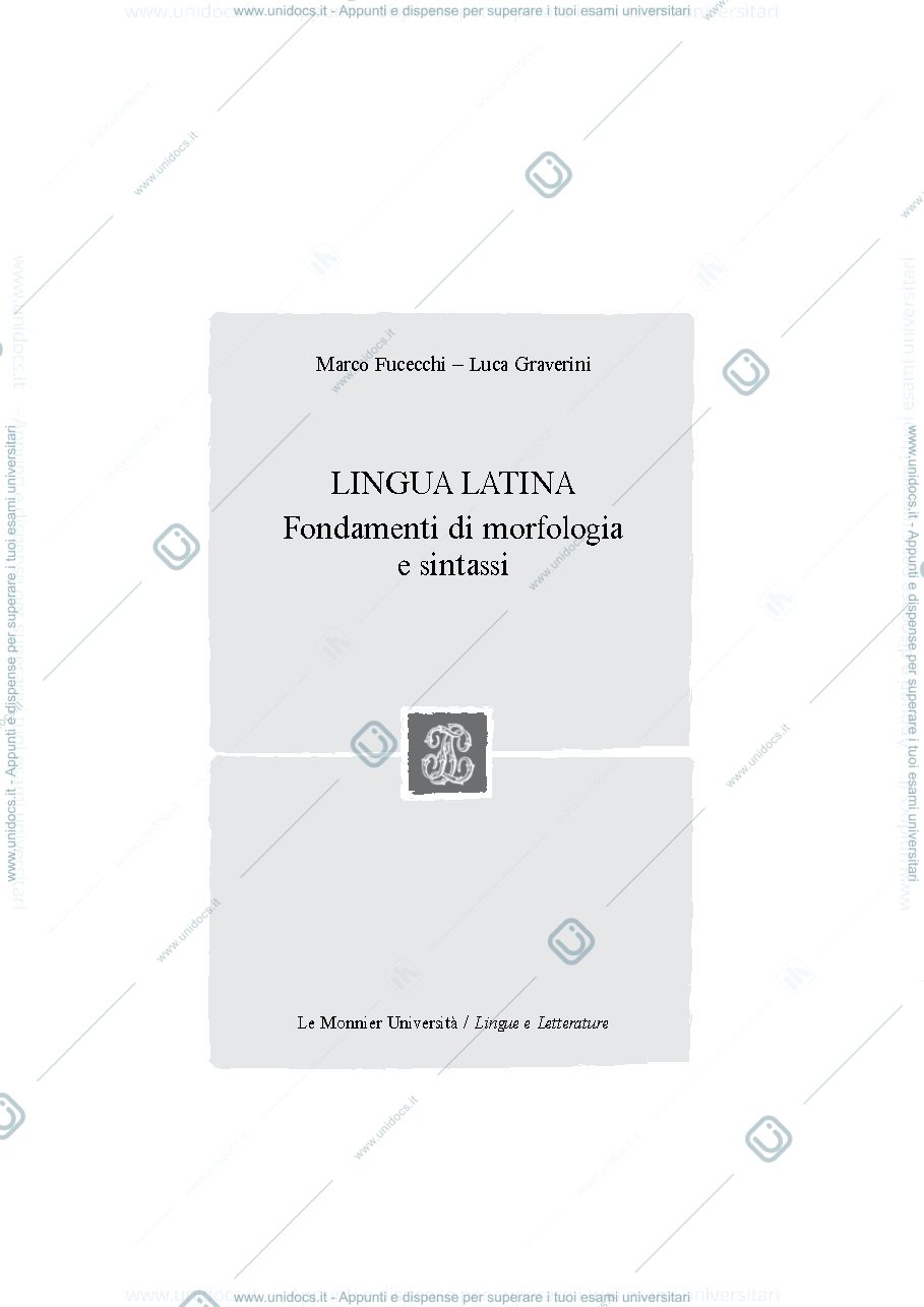 Anteprima pagina 1 — Lingua latina - Morfologia e sintassi