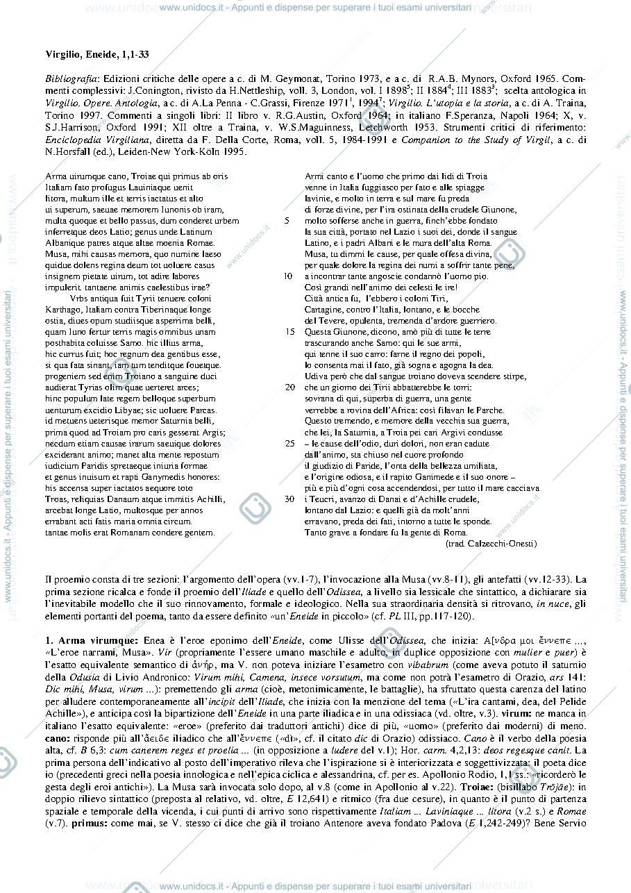 Anteprima pagina 1 — proemio eneide