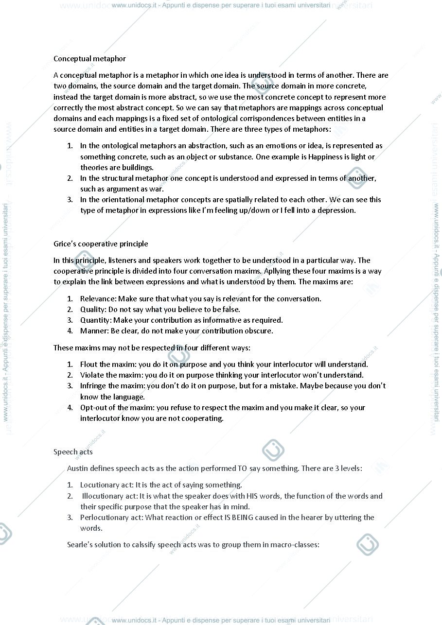 Anteprima pagina 1 — Schemi Lingua inglese II