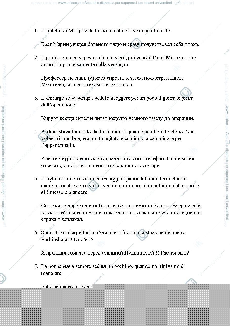 Anteprima pagina 1 — Esercizi di traduzione italiano-russo