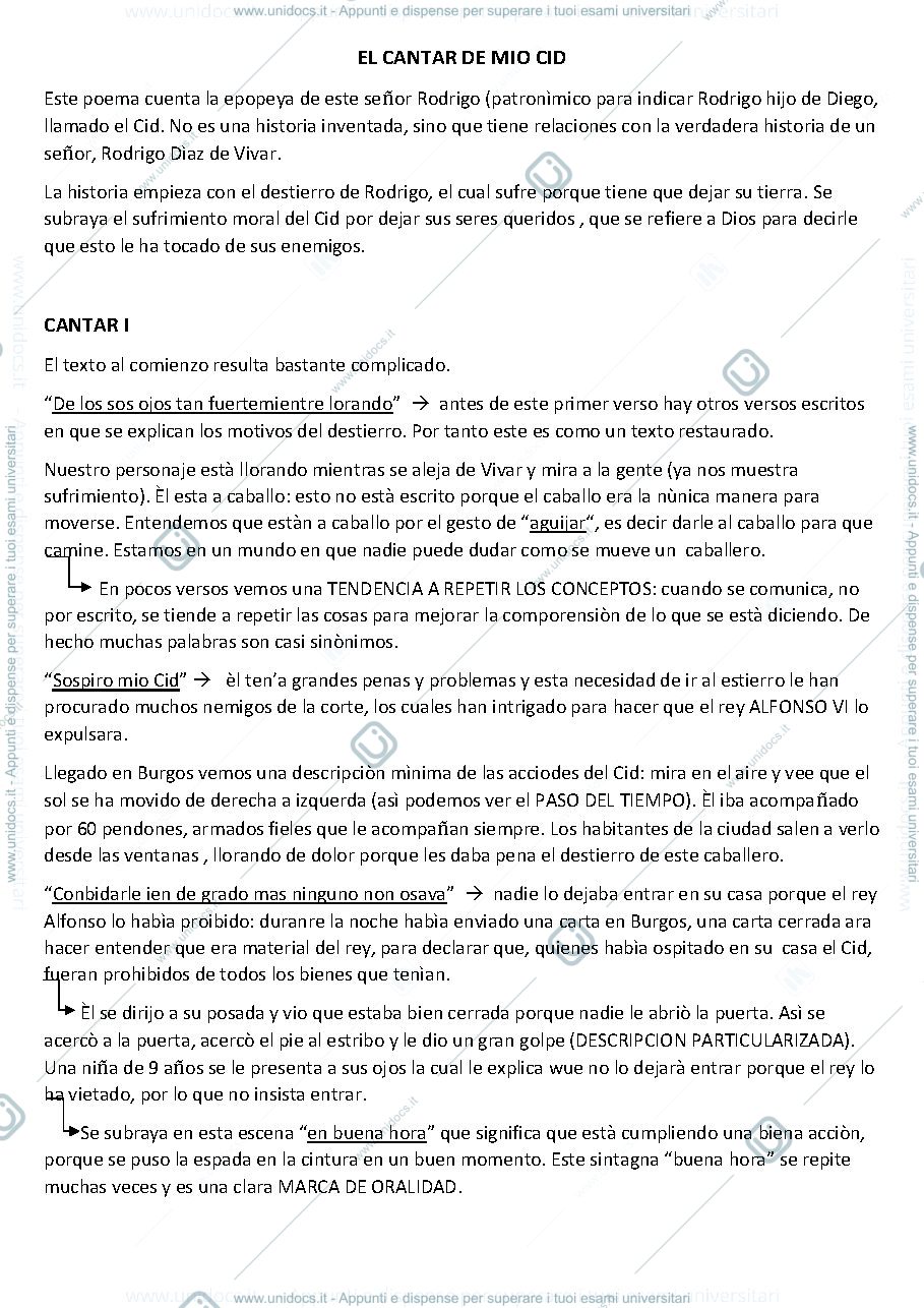 Anteprima pagina 1 — El cantar de mio Cid