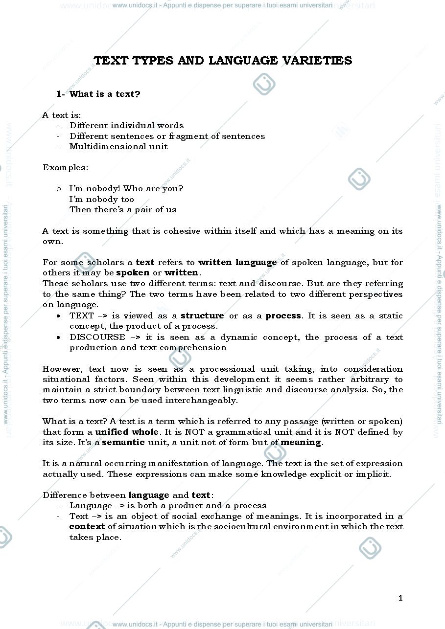 Anteprima pagina 1 — Text types and language varieties 
