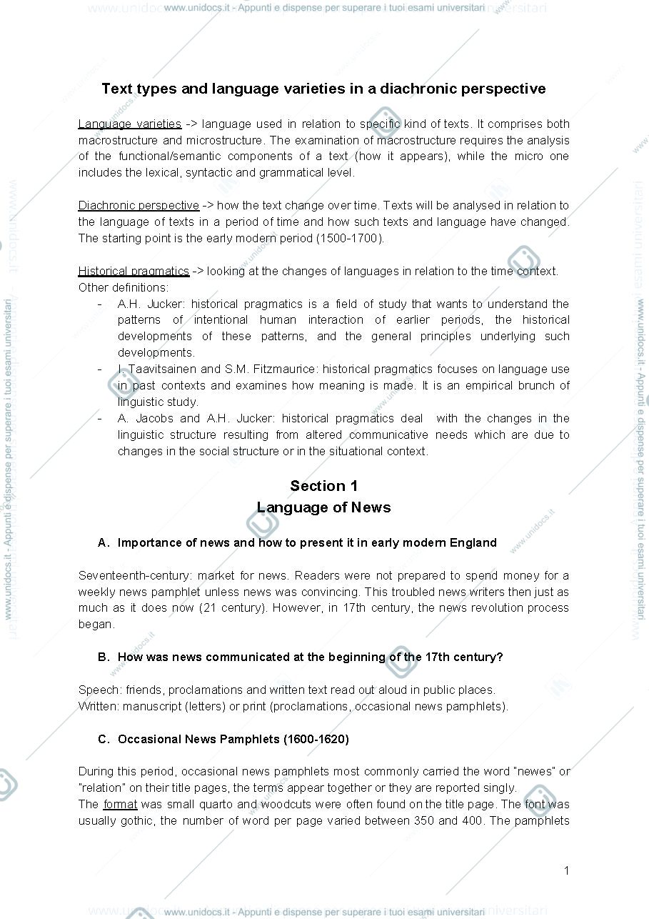 Anteprima pagina 1 — Text types and language varieties in a diachronic perspective