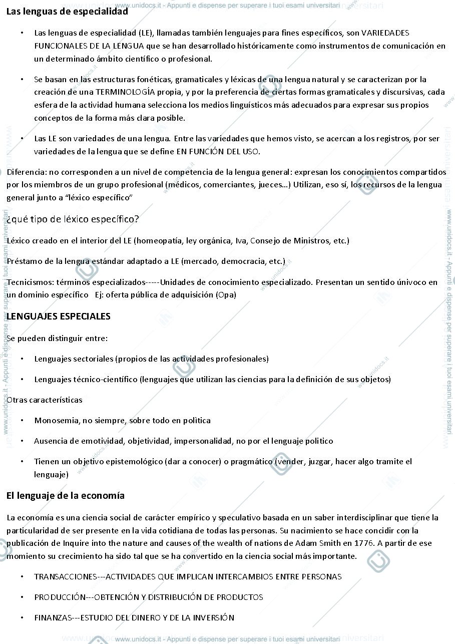 Anteprima pagina 1 — Las lenguas de especialidad