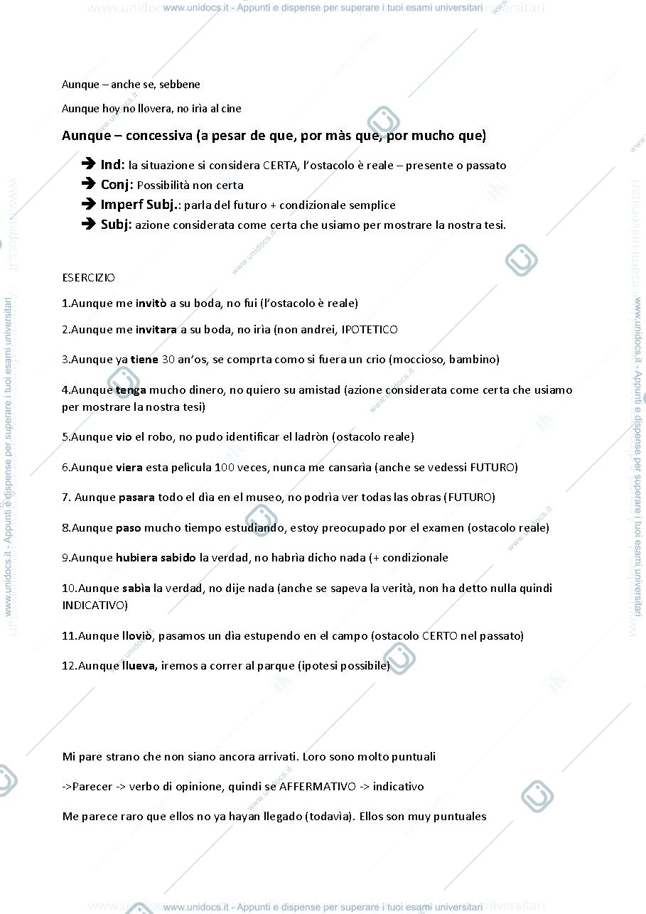 Anteprima pagina 1 — Appunti per lettorato secondo e terzo anno (subjuntivo)
