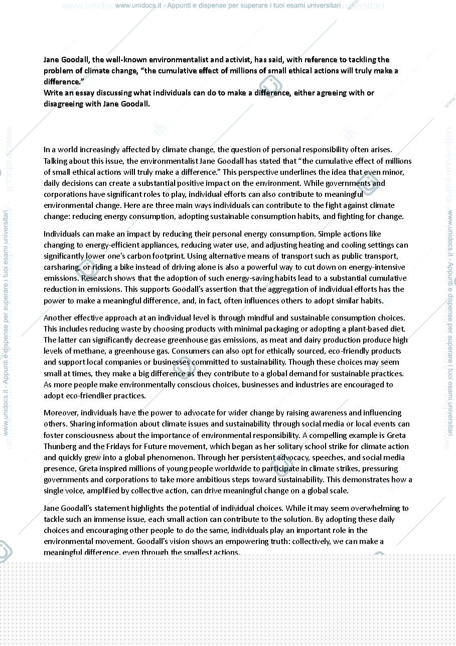 Anteprima pagina 1 — Task: Jane Goodall - Essay Writing (prof. Gibson)