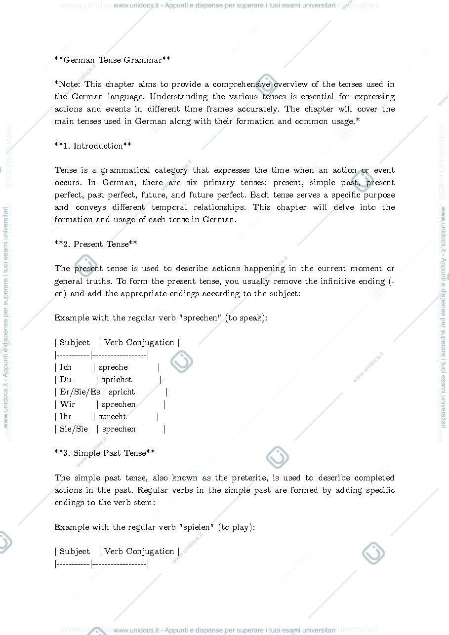 Anteprima pagina 1 — Tempi verbali in tedesco (file in inglese)