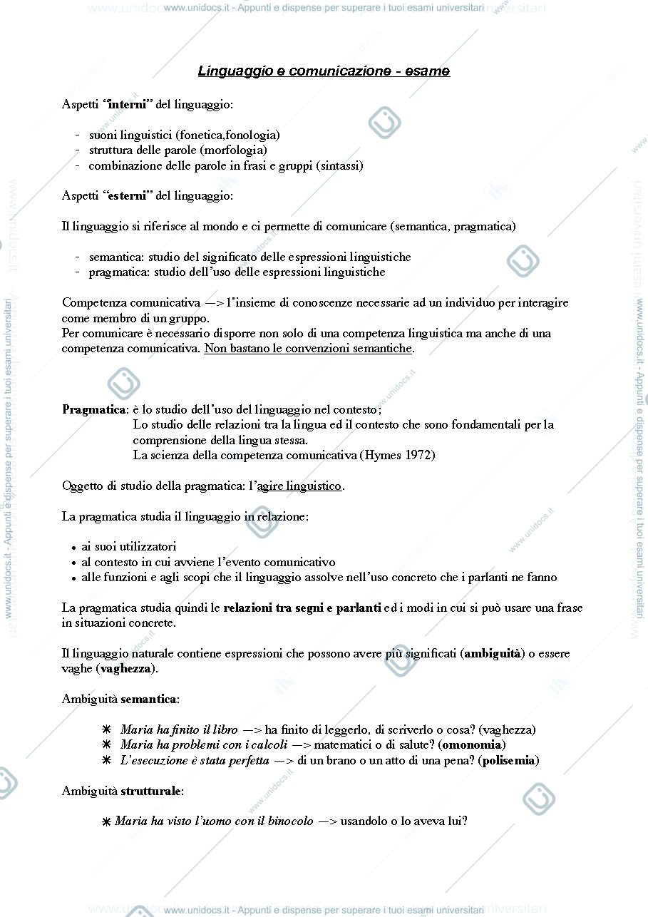 Anteprima pagina 1 — Linguaggio e Comunicazione