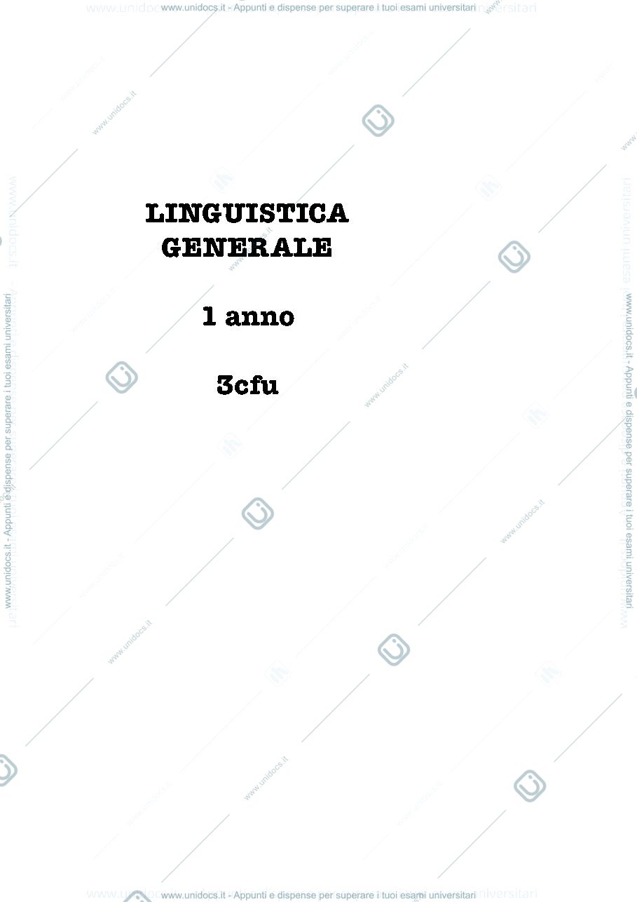 Anteprima pagina 1 — Appunti di linguistica generale
